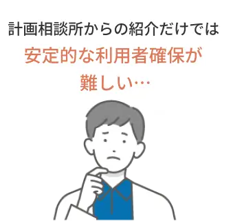 計画相談所からの紹介だけでは安定的な利用者確保が難しい…